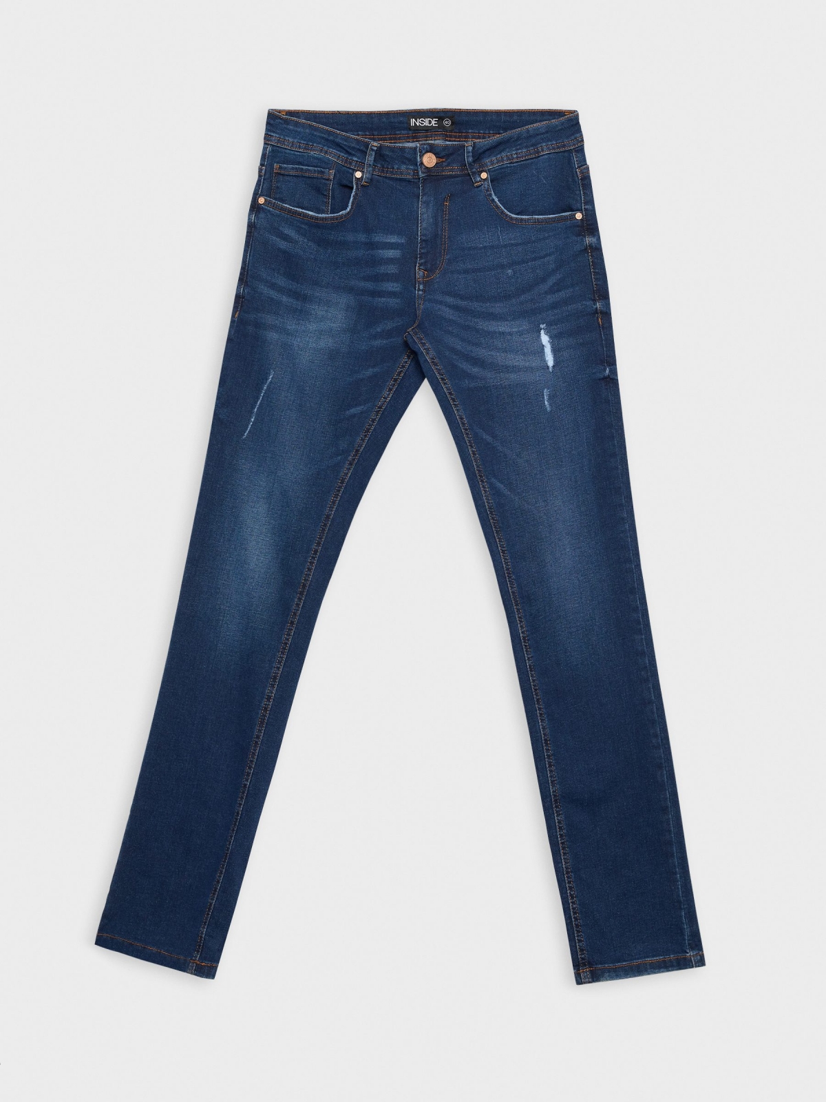  Dark denim slim jeans blue front view