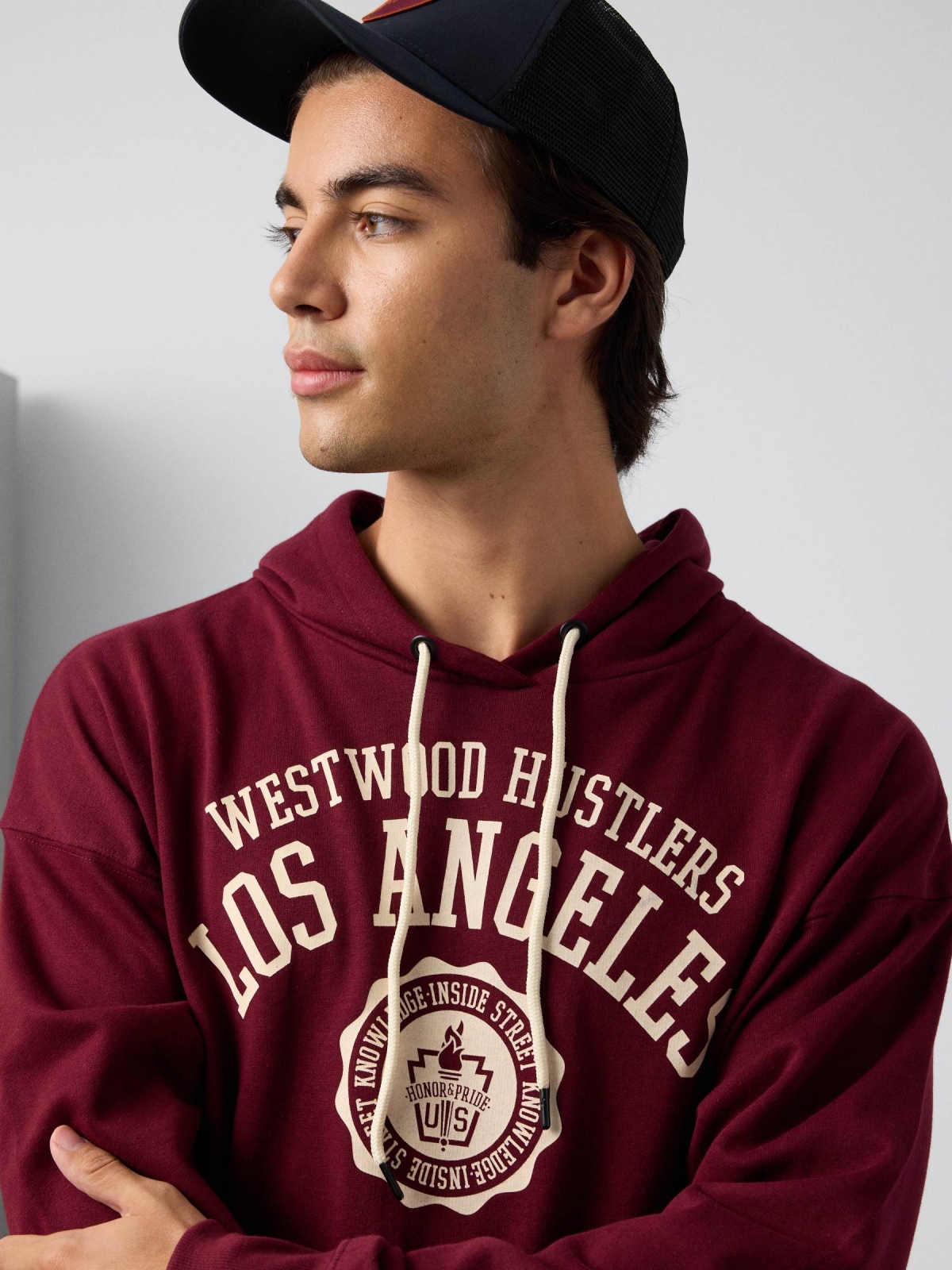  Sweatshirt Los Angeles borgonha