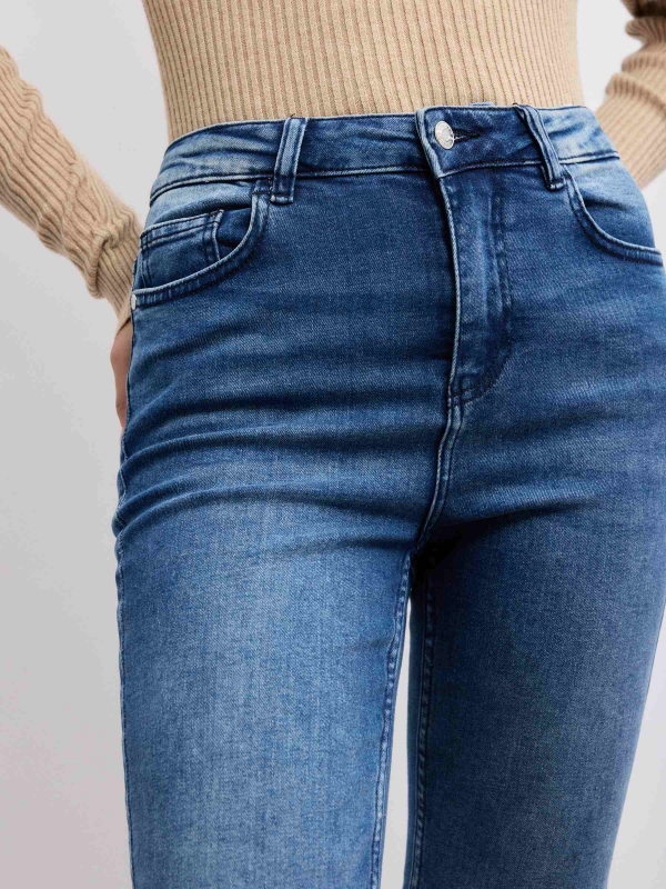  Jeans skinny básicos de tiro medio azul