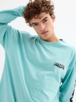 %Pto% Camiseta print cyber en las mangas azul claro