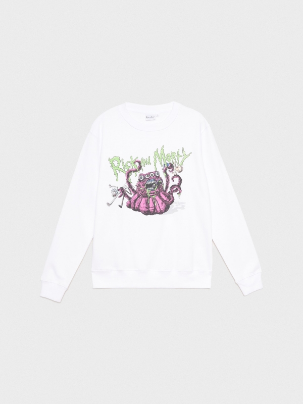  Rick&Morty hoodless sweatshirt white