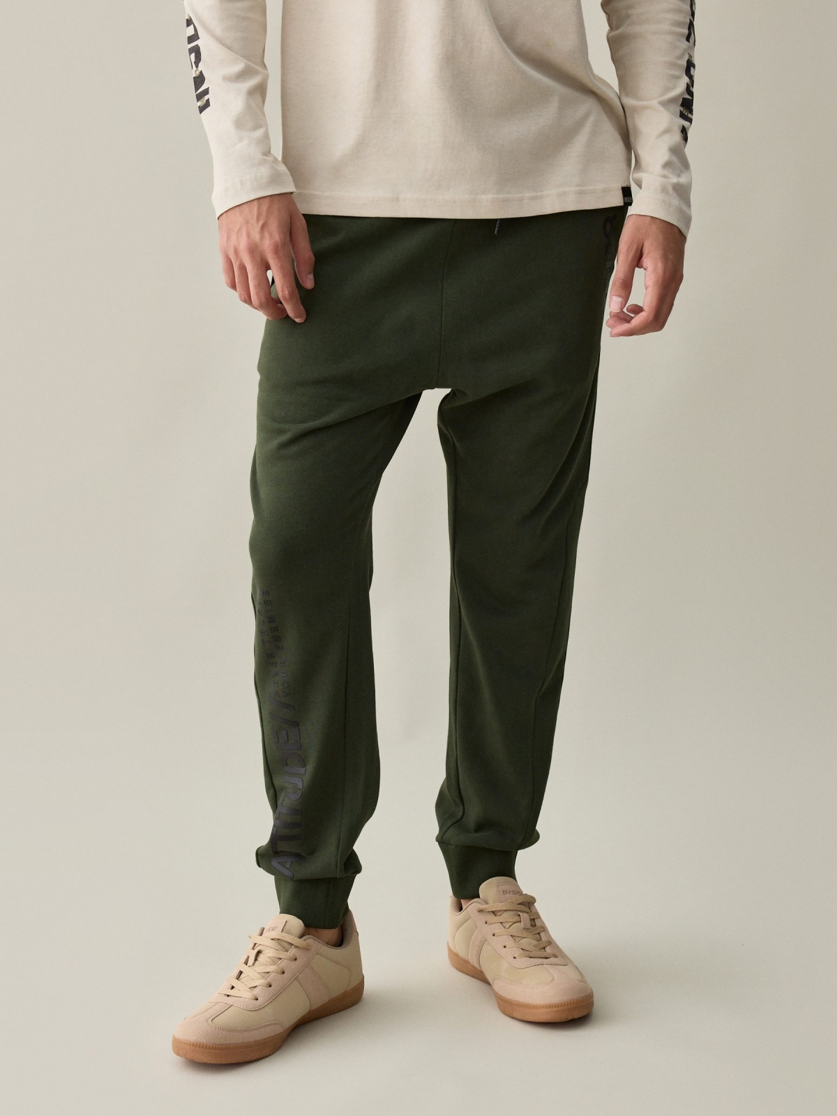 Attitude jogger pants khaki middle front view