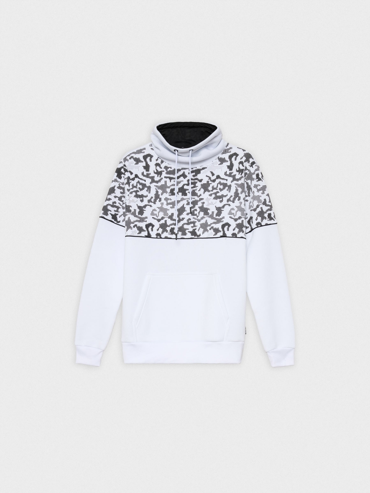 Fluid neck print sweatshirt white detail view