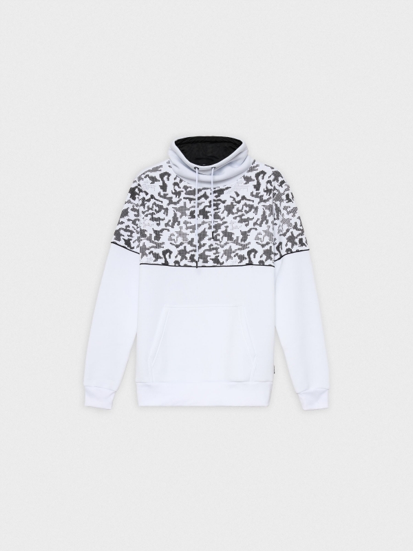 Sudadera print cuello fluido blanco vista detalle