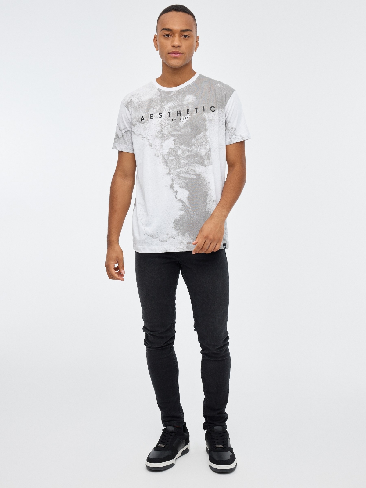 AESTHETIC degraded T-shirt white front view