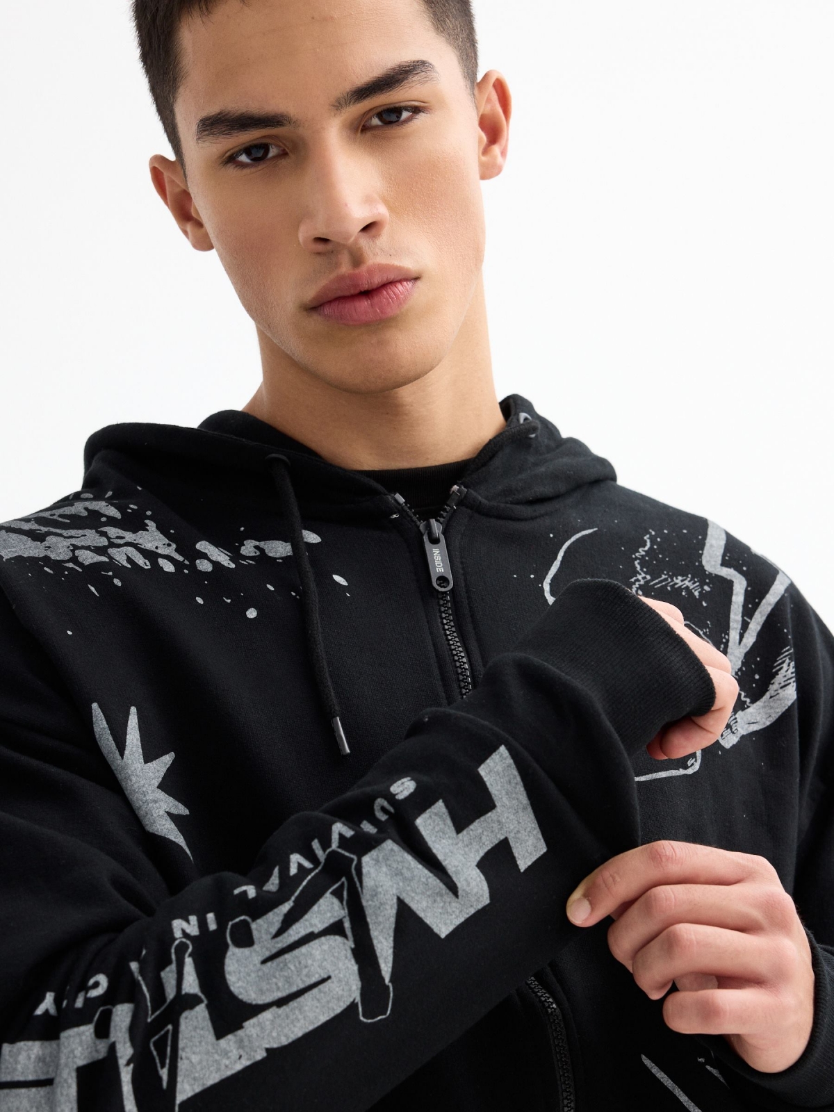 Sweatshirt Keep It Real preto vista detalhe