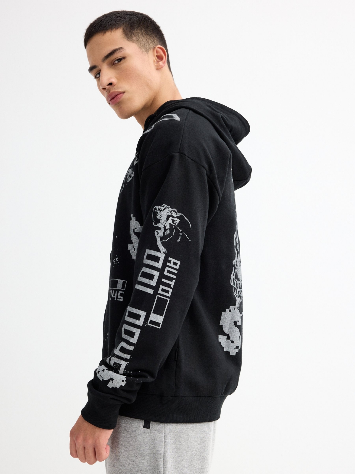 Sweatshirt Keep It Real preto vista detalhe