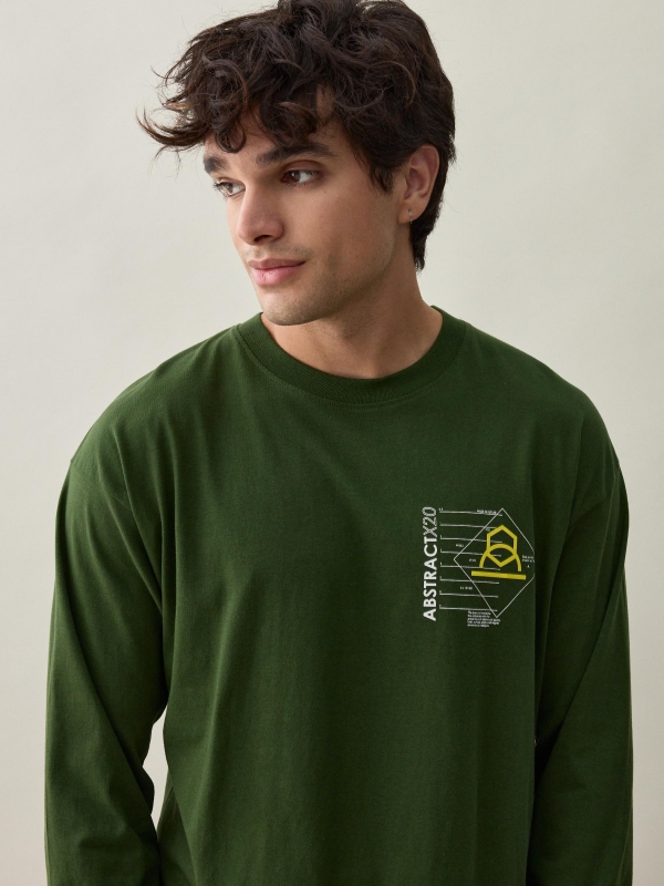  T-shirt com estampado ABSTRACT verde escuro