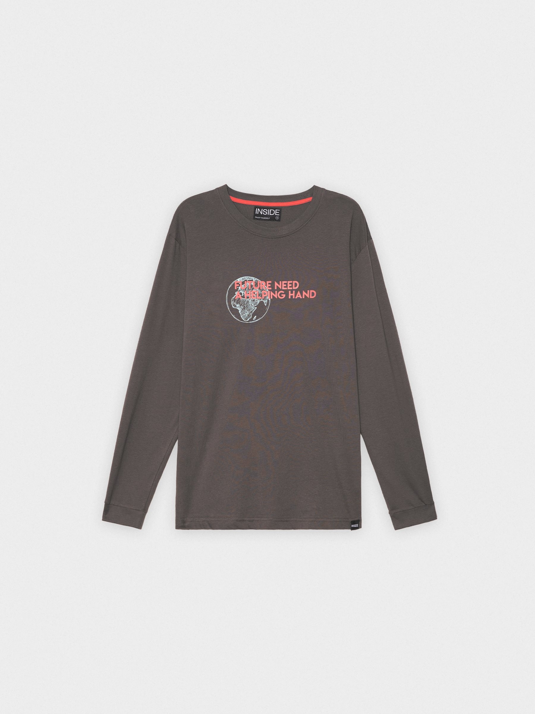 Camiseta Be Nice Plz gris oscuro vista media frontal