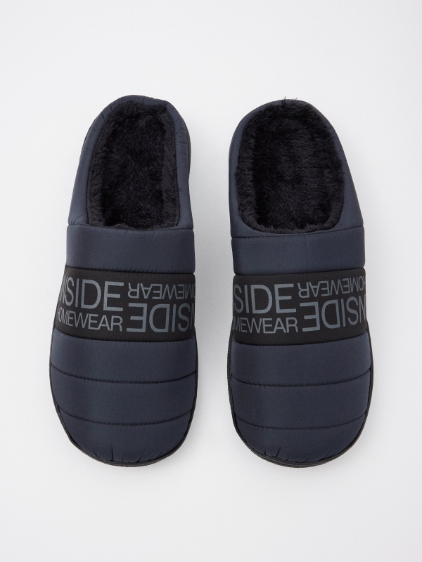 INSIDE nylon house slipper black detail view