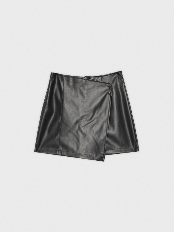  Skort polipiel con botones negro