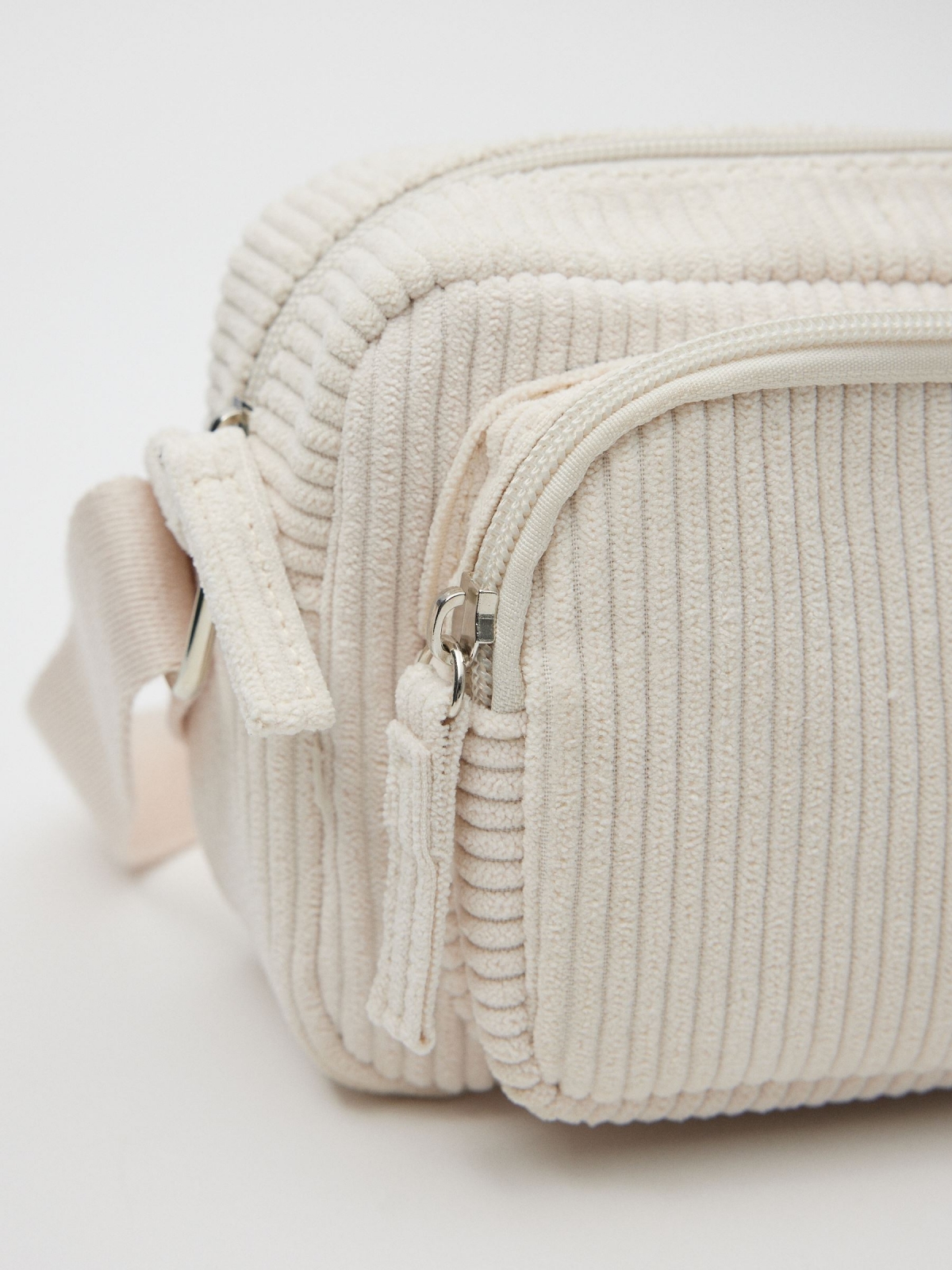 Corduroy crossbody bag off white 45º side view