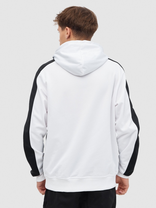 Sudadera básica color block blanco vista media trasera