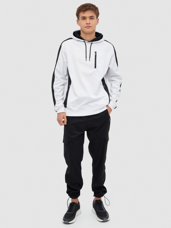 Basic sweatshirt color block white front view