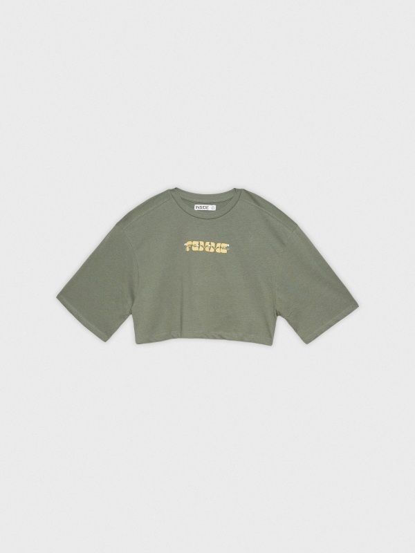  Feme crop top greyish green