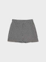 %Pto% Calção geométrico em jacquard preto