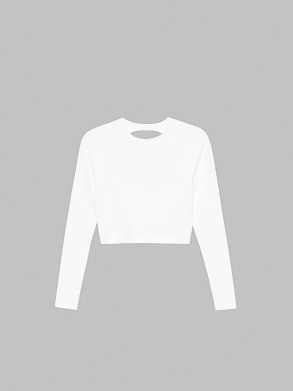  Crop cut out back t-shirt white front view