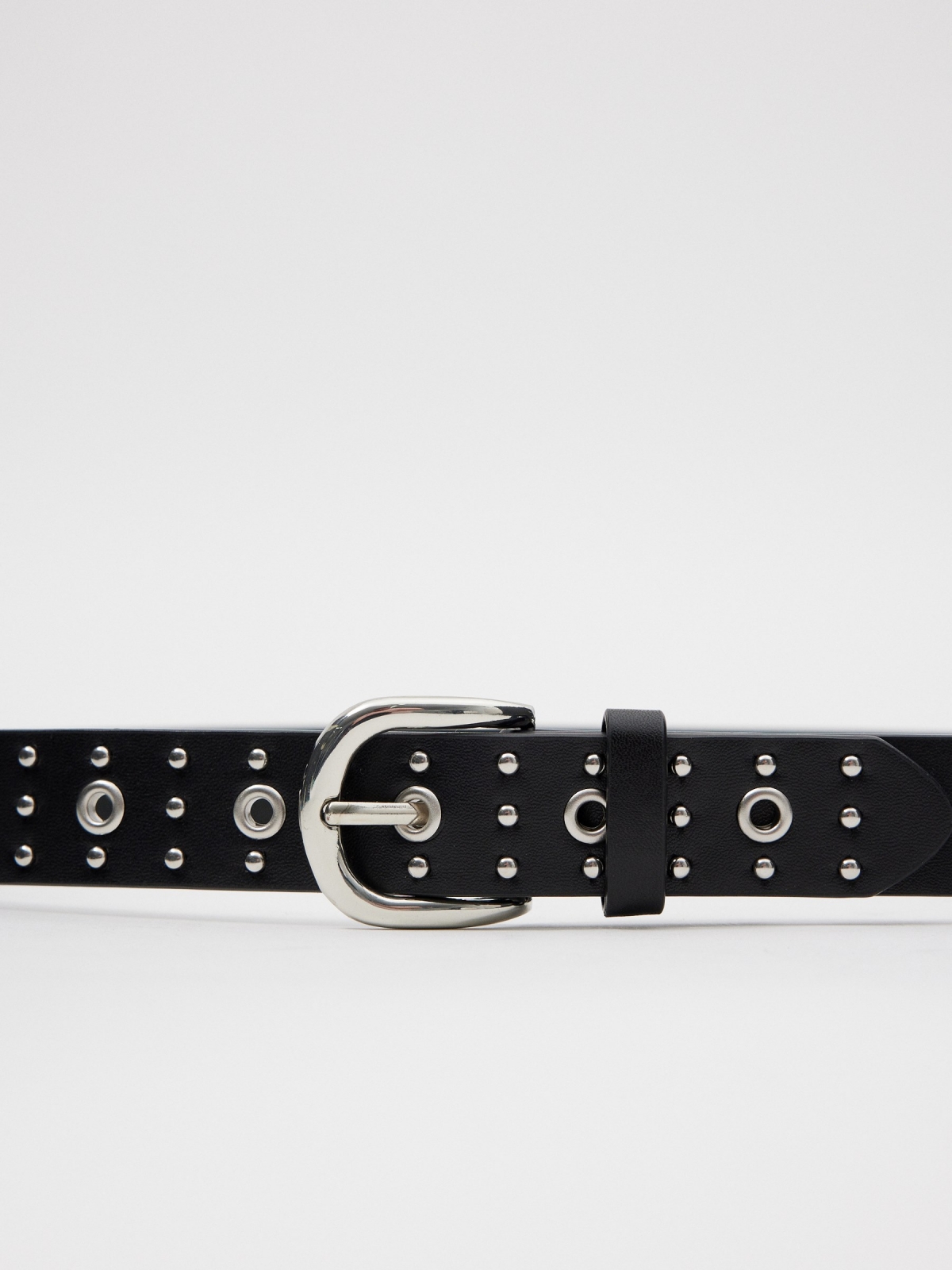 Black studded belt black detail view