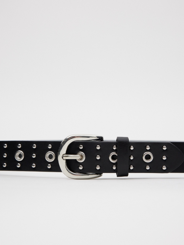 Black studded belt black detail view