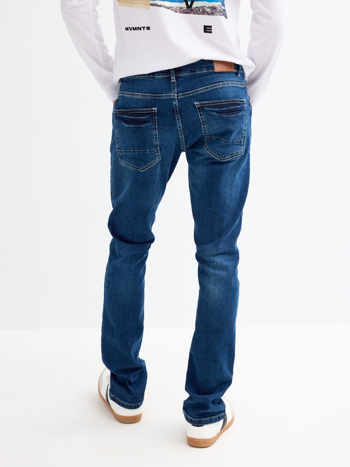 Jeans slim azul azul vista media trasera