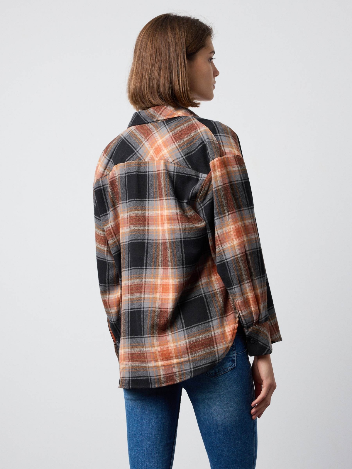 Oversized plaid shirt multicolor middle back view