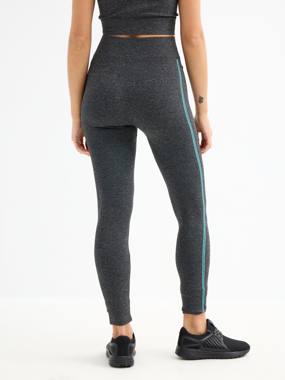 Seamless high-waist leggings dark grey middle back view