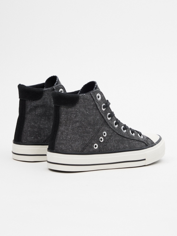 Canvas boot-type sneaker black 45º back view