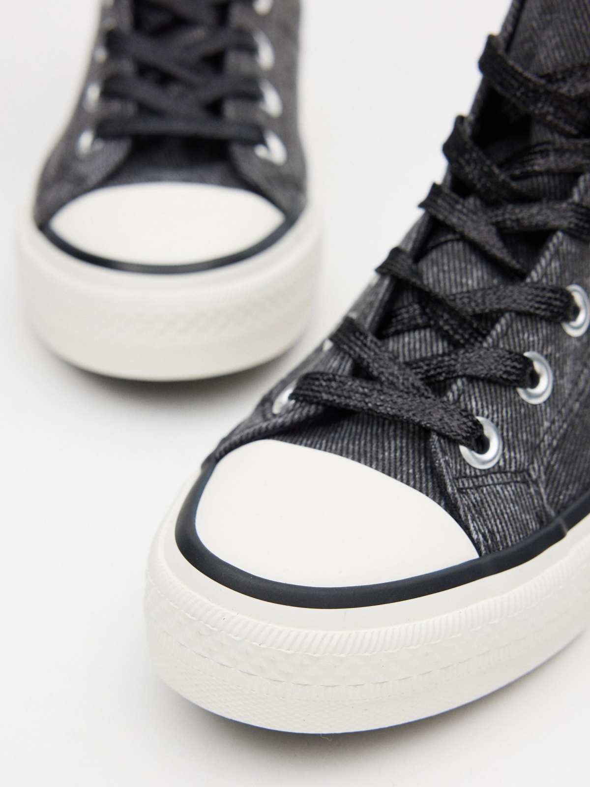 Canvas boot-type sneaker black detail view