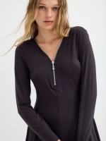 %Pto% Mini vestido com decote com fecho de correr preto