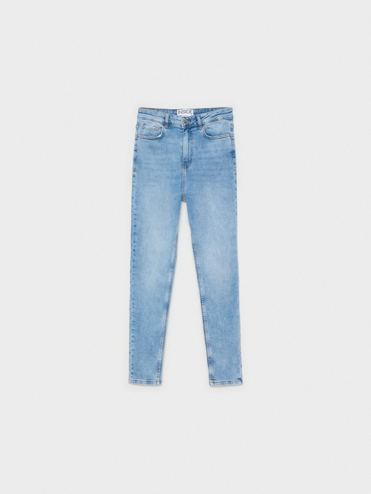 Denim skinny jeans high rise blue detail view