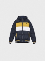 %Pto% Casaco em nylon com capuz azul vista frontal
