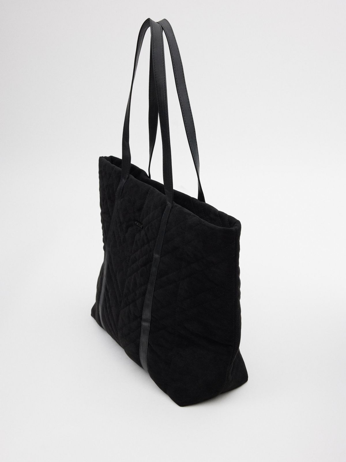 Saco shopper grande preto vista lateral 45º