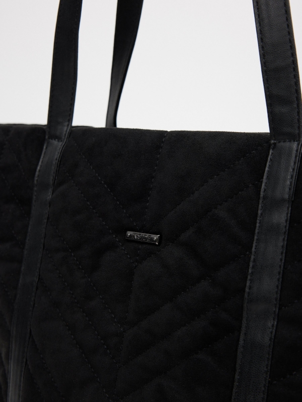 Saco shopper grande preto vista detalhe