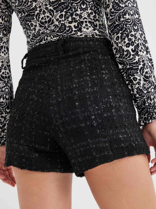 Tweed shorts with lurex black detail view