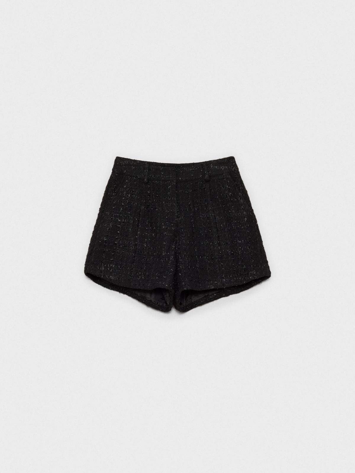 Tweed shorts with lurex black detail view