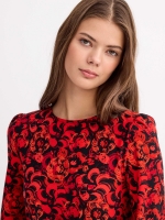 %Pto% Vestido mini regular print con gomas rojo intenso