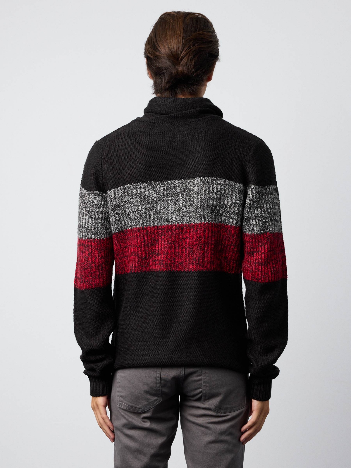 Striped jumper with laces black middle back view