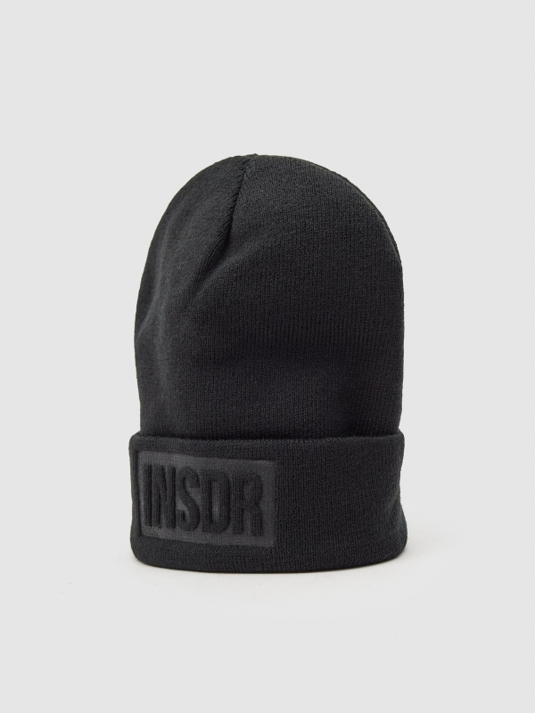 INSDR knitted cap black detail view