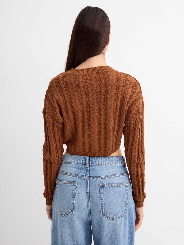 Eights knitted crop sweater brown middle back view