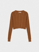 %Pto% Eights knitted crop sweater brown front view