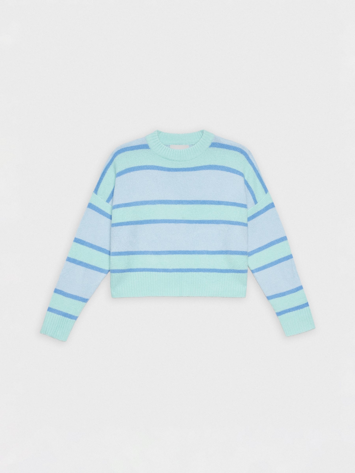  Oversized striped sweater light blue front view