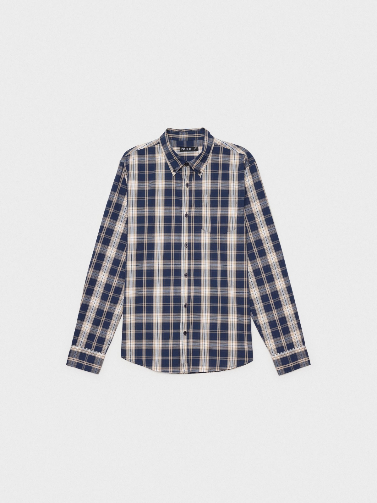  Plaid shirt with pocket blue front view