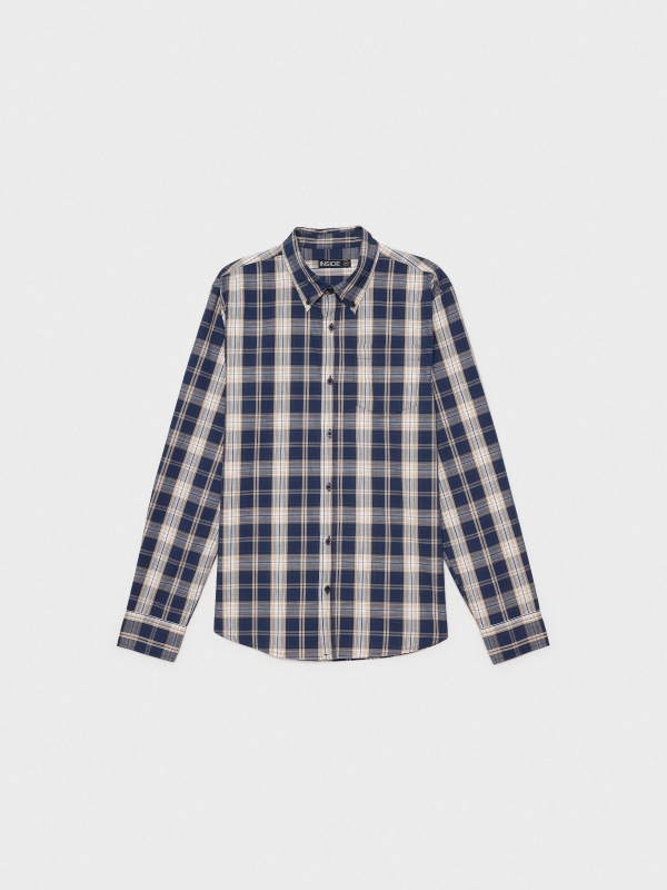  Plaid shirt with pocket blue front view