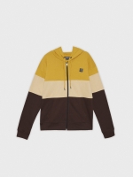 %Pto% Sudadera con capucha color block marrón ocre vista frontal