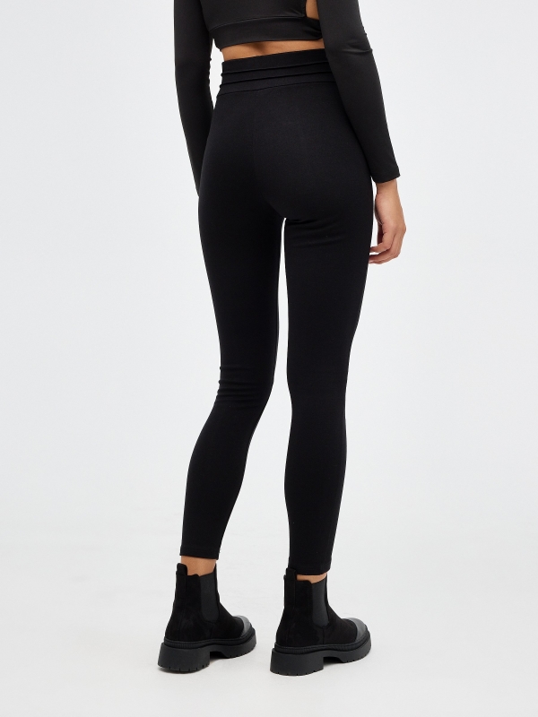 Leggings superskinny com botões preto vista meia frontal