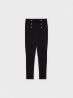 %Pto% Leggings superskinny com botões preto