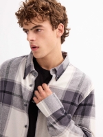 %Pto% Camisa de cuadros de franela gris