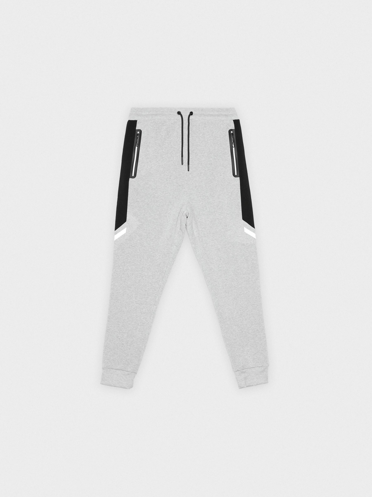 Pantalón jogger deportivo gris claro vista detalle