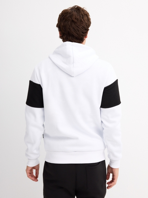 Camouflage zip-up sweatshirt white middle back view