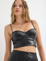 %Pto% Crop top corsé polipiel negro negro